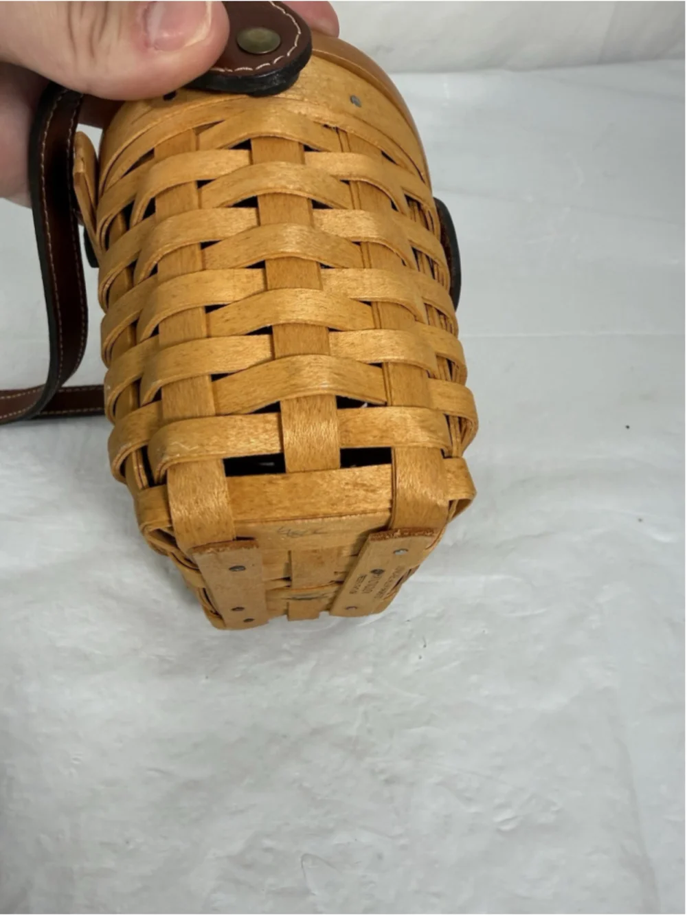 Longaberger Homecoming Bee Station 2000 Kiddie Basket Purse Leather Strap rare